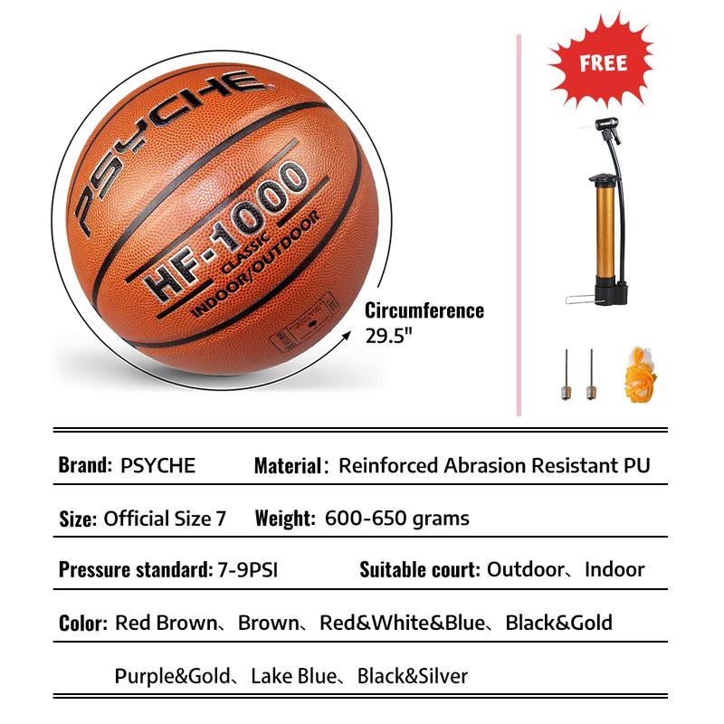 PSYCHE Basketball Leather Size 7 Basketball Original Classic 29.5" Indoor Outdoor Basketball Ball Games