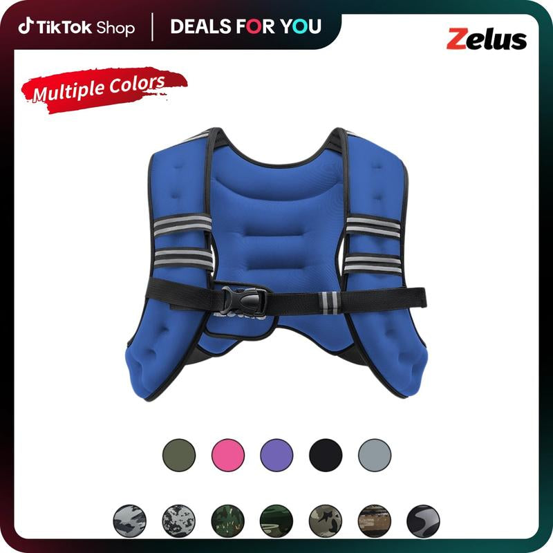 【Fashion Week】Zelus Weighted Vests-Adjustable 6/8/12/16/20/25/30Lb Workout Gear, Fitness Equipment, Gym Outfits with Reflective Stripes for Weight&Strength Training, Walking,Running,Rucking,Jogging|Exercise Motivation,Weighted Vest Benefits, Fallfreshness