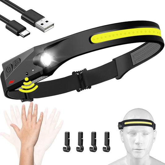 BIAT Headlamp Rechargeable 2PCS, 230° Wide Beam Head Lamp LED with Motion Sensor for Adults - Camping Accessories Gear, Waterproof Head Light Flashlight for Hiking, Running, Repairing, Fishing, Cycling Outdoor