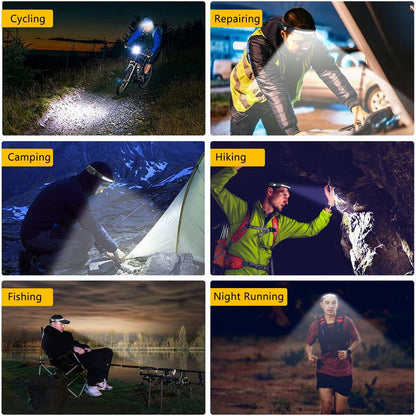 BIAT Headlamp Rechargeable 2PCS, 230° Wide Beam Head Lamp LED with Motion Sensor for Adults - Camping Accessories Gear, Waterproof Head Light Flashlight for Hiking, Running, Repairing, Fishing, Cycling Outdoor