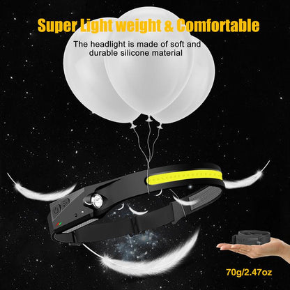 BIAT Headlamp Rechargeable 2PCS, 230° Wide Beam Head Lamp LED with Motion Sensor for Adults - Camping Accessories Gear, Waterproof Head Light Flashlight for Hiking, Running, Repairing, Fishing, Cycling Outdoor